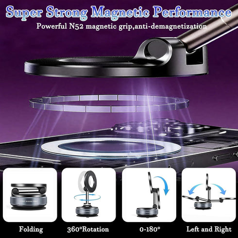 FYMCVMNB 360 Upgraded Vacuum Magnetic Suction Cup Phone Holder, Foldable and Reinforced Ultra Suction Cup Phone Mount