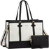 LOVEVOOK Laptop Bag for Women, 15.6 inch Canvas Tote Bag, Large Capacity Work Bag with Clutch Purse, Casual Handbag