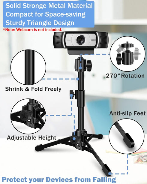 Desktop Webcam Tripod Stand for Logitech Stream Webcam C925e, C922x, C920, and Other Devices