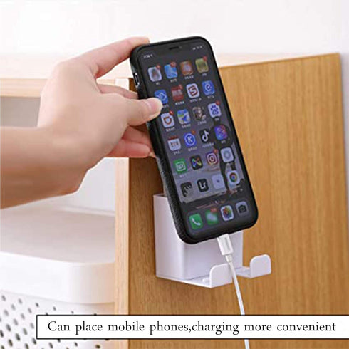 2 Pack Wall Mount Phone Holders - Adhesive Cell Phone Charging Brackets, Organizer Storage Box for Home Office.