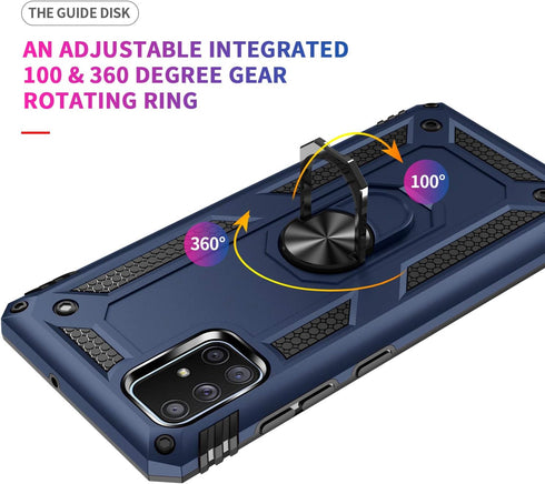 Korecase Galaxy A71 Case, Heavy Duty Rugged Dual Layers, Full Body Shockproof with Ring Kickstand, Rose Gold
