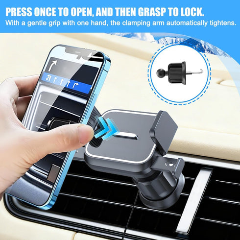Ywdiml 360 4-7" Car Phone Holder, Rotatable Vehicle Air Vent Mobile Phone Stand with Hook Clip, Hands-Free Automotive