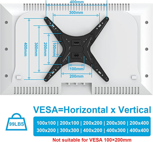 MOUNTUP Ceiling TV Mount for 24''-65'' TVs, Full Motion Height Adjustable Bracket, Holds 99lbs, Max VESA 400x400mm