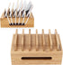 Bamboo Charging Station Rack for Multiple Devices, Universal Docking Station USB Multi-Charger Organizer Compatible