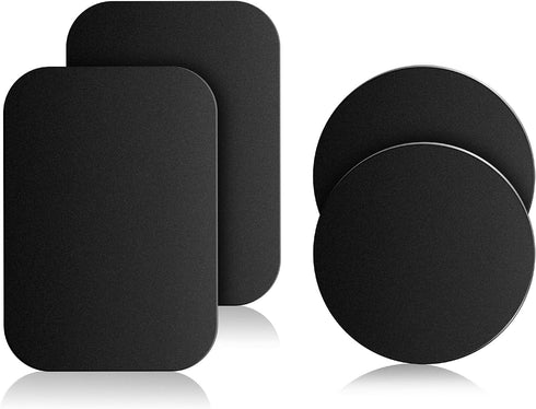 Mount Metal Plate for Cell Phone Magnet Holder with Strong Adhesive Sticker, 2 Round and 2 Rectangle