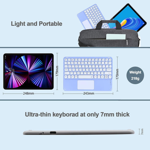 Wireless Keyboard with Touchpad, Ultra-Slim Portable Rechargeable Bluetooth Keyboard for OS Android Windows Devices