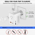 SARQW 220V 110V 2 2 20 2 to Voltage Conversion Plug Adapter for Traveling from USA to Europe with USB and USBC Ports PD