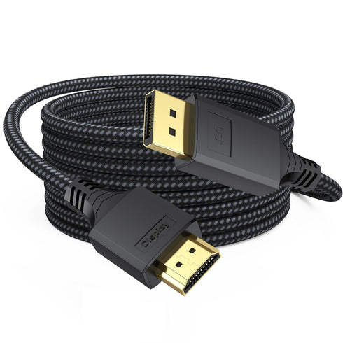 Display Port to HDMI Cable 10Ft, (4K@30Hz 1080P@120Hz One-Direction) DisplayPort DP to