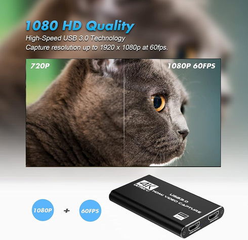 VIXLW 4K PS5,Full 1080P 60FPS 3.0 Switch/3ds/Xbox/PS4 HDMI Capture Card for Streaming,Audio Video Capture Card HD USB