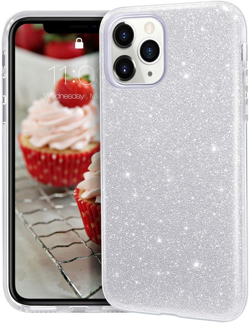 MATEPROX Compatible with iPhone 11 Pro Case, Bling Sparkle Cute Girls Women Protective Case - Silver