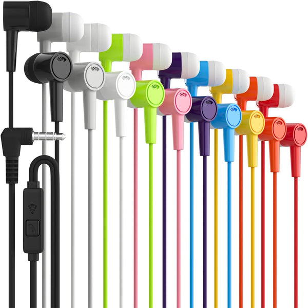 Maeline Wired Earbuds 10 Pack, Headphones with Microphone, Heavy Bass Stereo Noise Blocking, 3.5mm