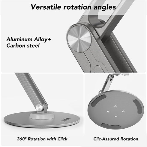 XAOSUN 360Rotation,Home Tablet Stand Magnetic for ipad Stand Desk Multi-Angle, Adjustable Foldable Tablet Holder,Metal