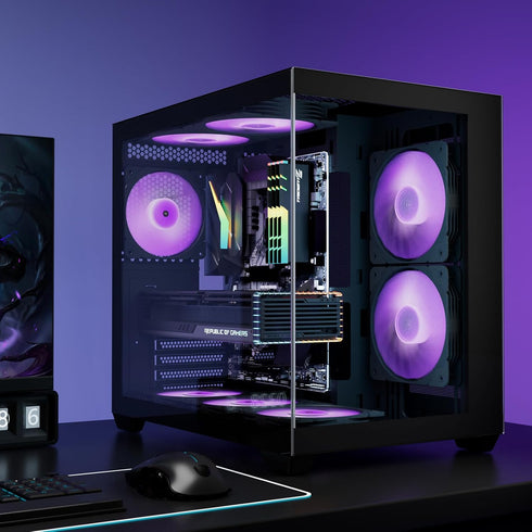 Vetroo SA-140 Black 140mm Addressable RGB & PWM Computer Cooling Fans with Controller Low Noise High Performance