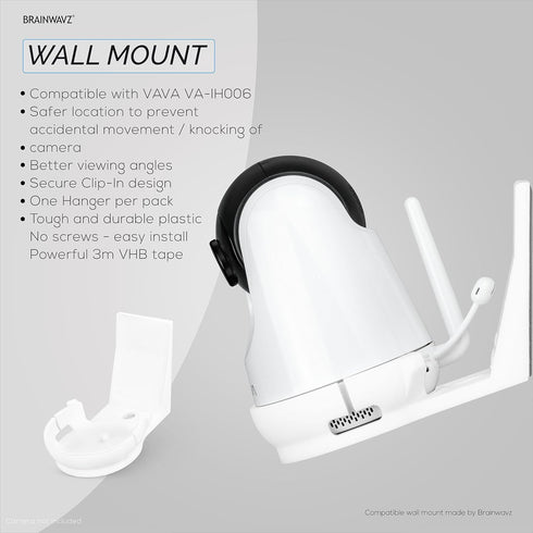 BRAINWAVZ Adhesive Wall Mount for VAVA Baby Monitor Camera (VA-IH006) - Easy to Install, No Mess