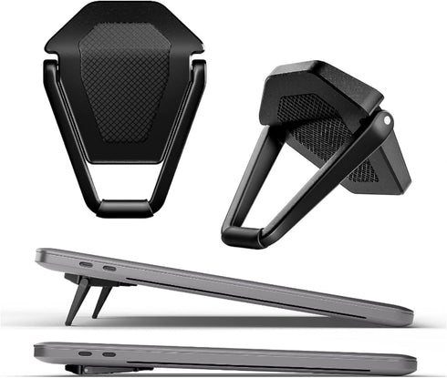 Portable Invisible Laptop Stand - 2PCS zinc Alloy Laptop Mini Stand Heat Dissipation pad, Laptop Lifter Suitable for 12-20 inch Laptop (Black)