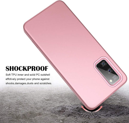 WeLoveCase for Samsung Galaxy S20 FE 5G Case, 3 in 1 Full Body Heavy Duty Protection, Rose Gold