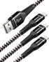 6ft Nylon Braided iPhone Charger Cord 3 Pack - Fast USB Cable for iPhone 14/13/12/11/X/XS/XR/8/7/6/5S/SE, iPad
