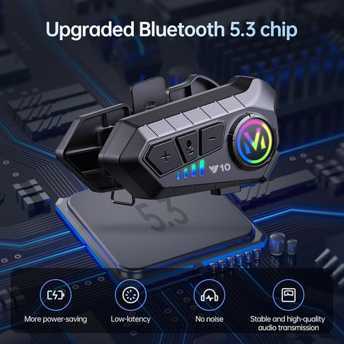 Motorcycle Bluetooth Headset Speaker, Skiing Earphone, Waterproof Bluetooth Helmet Headset with Noise Cancellation,