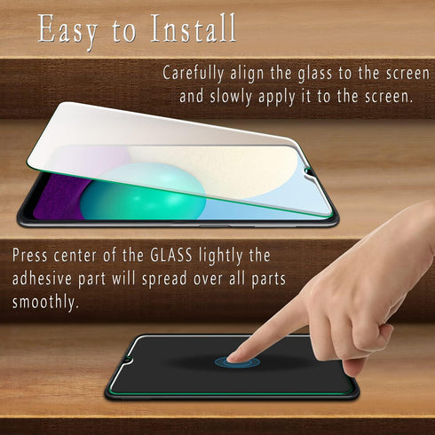 HPTech (2 Pack) Tempered Glass Screen Protector for Samsung Galaxy A02s / Galaxy A02 - Touch Sensitive, Easy Install