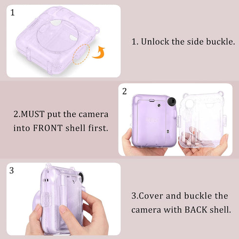 Fintie Protective Clear Case for Fujifilm Instax Mini 12 Instant Camera - Hard Shell Cover with Upgraded Film Pocket &