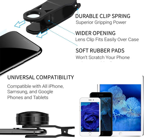 KEYWING 9 1 Lens+198 +0.35X 20X 0.63X Phone Lens Kit in Phone Camera Lens, Zoom Fisheye Super Wide-Angle + Macro Lens +