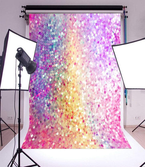 Laeacco 3x5ft Glittering Vinyl Photography Backdrops, Colorful Sequin Pattern for Baby Newborn Girls