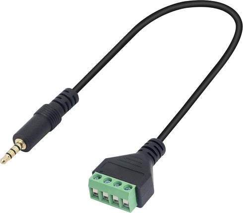 XMSJSIY 3.5mm Terminal Block Cable, 1/8 Inch TRRS Stereo Solderless Speaker Wire, 2 Pack-32CM