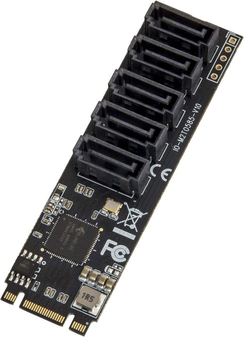 IO CREST Internal 5 Port Non-RAID SATA III 6GB/s M.2 B+M Key Adapter Card for Desktop PC