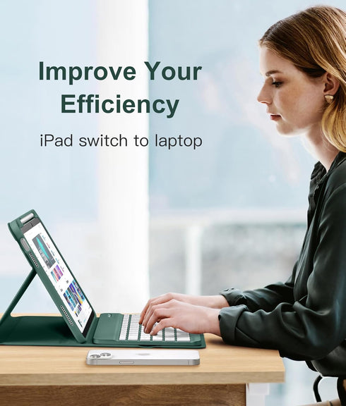 Hamile Keyboard Case for iPad 10th Generation 10.9 Inch - 7 Colors Backlit Wireless Detachable Folio Keyboard Cover
