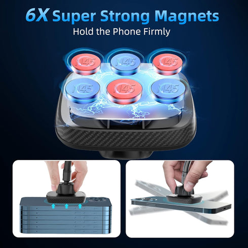 APPS2Car Magnetic Car Phone Holder Mount with 6 Strong Magnets for Most Smartphones & Mini Tablets