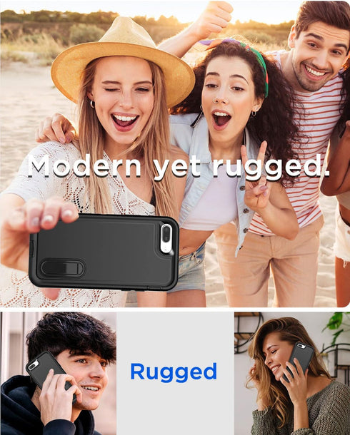AICase iPhone 8 Plus/7 Plus Case: Rugged Shockproof, Heavy Duty Drop Protection, Built-in Kickstand & Glass Screen