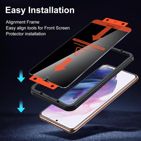 UniqueMe 2+2 Pack Privacy Screen Protector & Camera Lens for Samsung Galaxy S21 Plus 6.7"?7H Hardness??Fingerprint