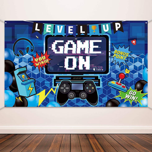 Video Game Party Decoration Banner - 70.9 X 43.3 Inch Photo Background for Gamer Room Decor and Birthday Party