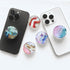 Clear Crystal Collapsible Expanding Mobile Phone Grip Stand Holder for Smartphones and Tablets (Gold Pink Marble)