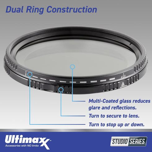Ultimaxx 77MM Complete Lens Filter Accessory Kit, Variable ND Filter (ND2-ND400) + UV CPL FLD Filter Set + Macro Close