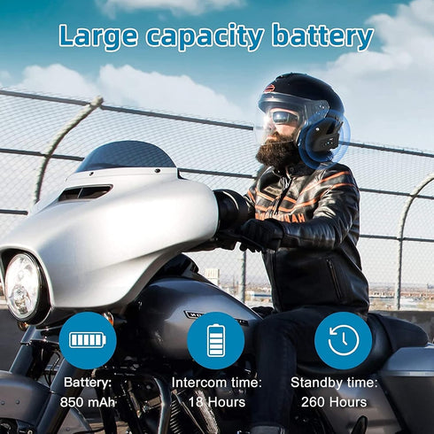 EJEAS V6 Motorcycle Bluetooth Headset, 2 Riders, 1200M Intercom Communication System with Noise Reduction