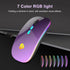 LED Wireless Mouse, Bluetooth & 2.4GHz Connection, Rechargeable Ultra Silent Slim Design, USB-C Adapter (Black-purple)