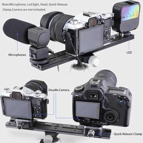 Leftfoto 300mm 1/4" 3/8" Dovetail Slide Rail,Arca Swiss Type Quick Release Plate with Locating Hole for ARRI,with More