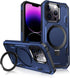 iPhone 13 Pro Max Case - Blue, MIL-Grade Dual Layer, Shockproof, Built-in Stand & Ring Holder, Compatible with MagSafe.