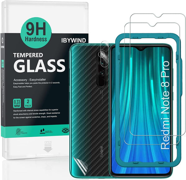 Ibywind Screen Protector for Redmi Note 8 Pro, with 2Pcs Tempered Glass, 1Pc Camera Lens Protector