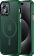 Tigowos iPhone 15 Magnetic Case - Matte Green, 15FT Drop Resistant, Heavy Duty Shockproof, Skin Friendly, Fits 6.1"
