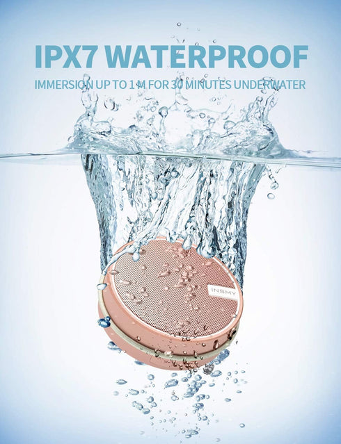 INSMY C12 IPX7 Waterproof Shower Bluetooth Speaker, Portable Small Speaker with Loud Clear Sound, Suction Cup for