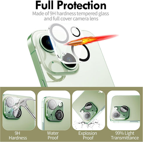 Xfilm Camera Lens Protector for iPhone 15 & 15 Plus, 9H Hardness Tempered Glass Cover, Ultra HD, Case Friendly