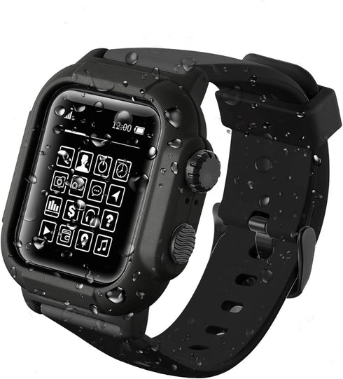 Compatible with Apple Watch Series 5/4 44mm IP68 Waterproof Case, for Series 3/2 42mm with Comfortable Silicone Band