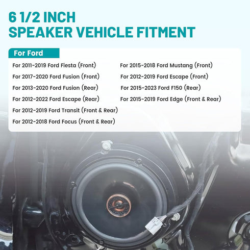 6.5 Inch Front Rear Door Speaker Spacer with Wiring Harness for 2012-2020 Ford Mustang/Fusion/Focus/Escape/Fiesta