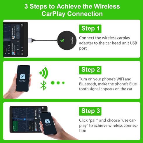 Wireless CarPlay Adapter for iPhone, Fast & Stable Wired to Wireless CarPlay Dongle, Fits Apple iOS 10+ and 2015 Cars