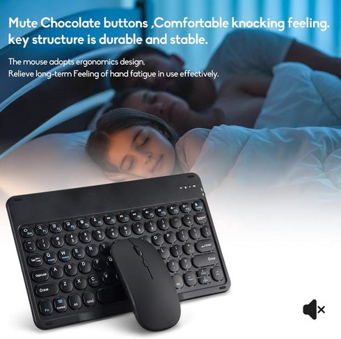 Ultra-Slim Bluetooth Keyboard and Mouse, Portable Mini Wireless Keyboard for Apple iPad iPhone Samsung Android Windows