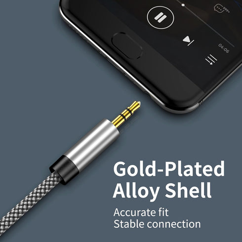 3.5mm Nylon Braided Aux Cable 6FT, Male to Male Audio Auxiliary Input Adapter for Headphones, Car, Home Stereos, Speaker