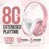 Wireless Bluetooth Headphones Over Ear, 80H Playtime, 3EQ Sound Modes, HiFi Stereo Headphones with Deep Bass, Foldable Bluetooth 5.3 Headphones for Smartphone/PC/Computer-Rose Gold
