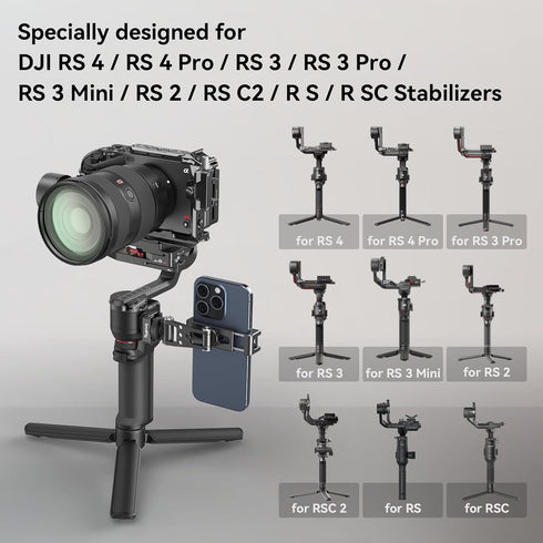 SMALLRIG Universal Phone Tripod Mount, Metal Cell Phone Mount with Cold Shoe and M4 Screws for DJI Stabilizers